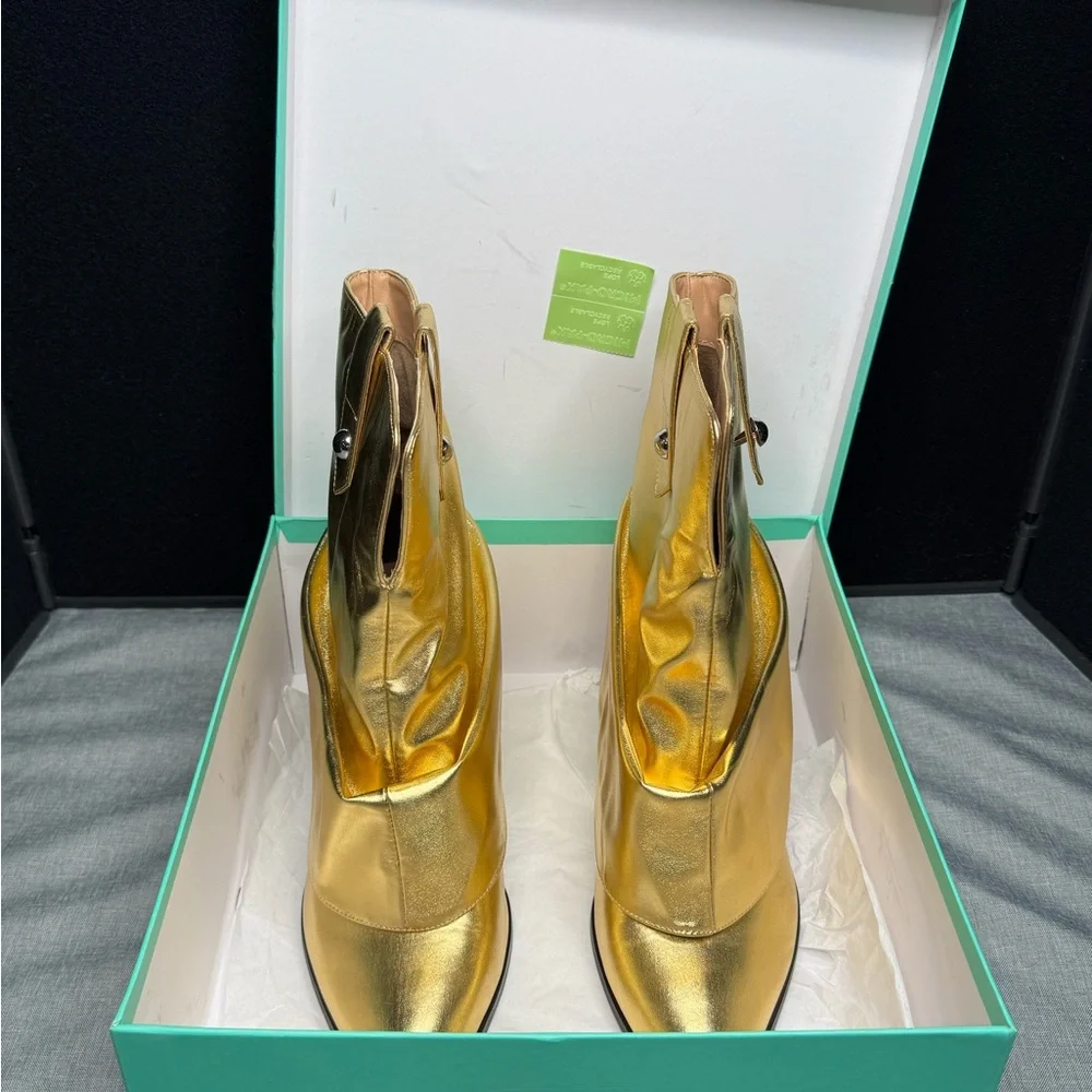Metallic Gold Women's Ankle Boots - Fashion Heel size 10